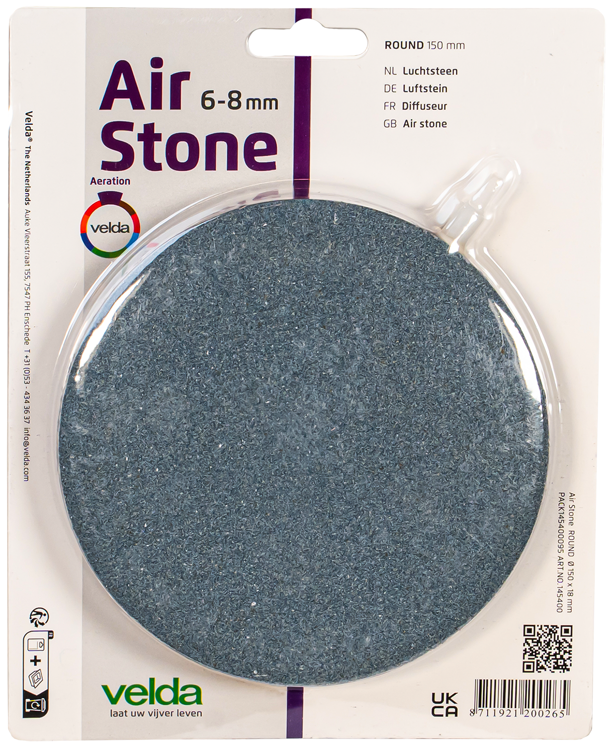 VELDA Air Stone Round 15 cm diffuseur d\'air spécial bassin avec entrée pour tuyau 6 à 8 mm