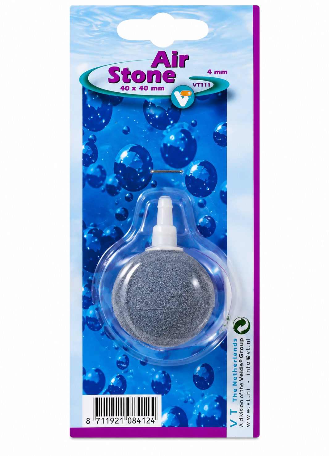 VELDA Air Stone Sphère 4 cm diffuseur d\'air pour bassin et aquarium avec entrée pour tuyau 6 à 8 mm