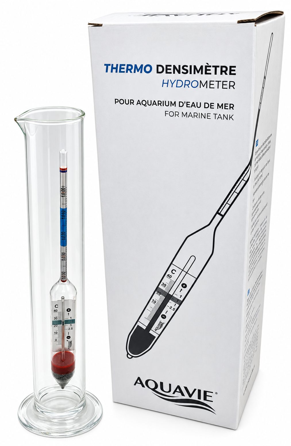 AQUAVIE Thermo Densimètre avec éprouvette pour la mesure de salinité et température en eau de mer