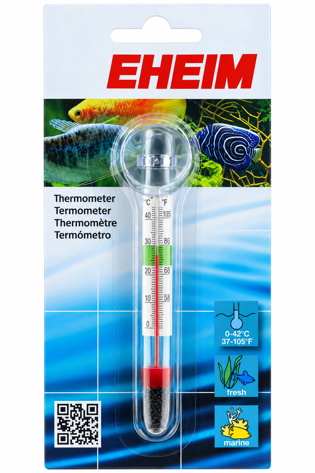 EHEIM Thermomètre en verre pour le contrôle de la température de 0 à 42°C en aquarium
