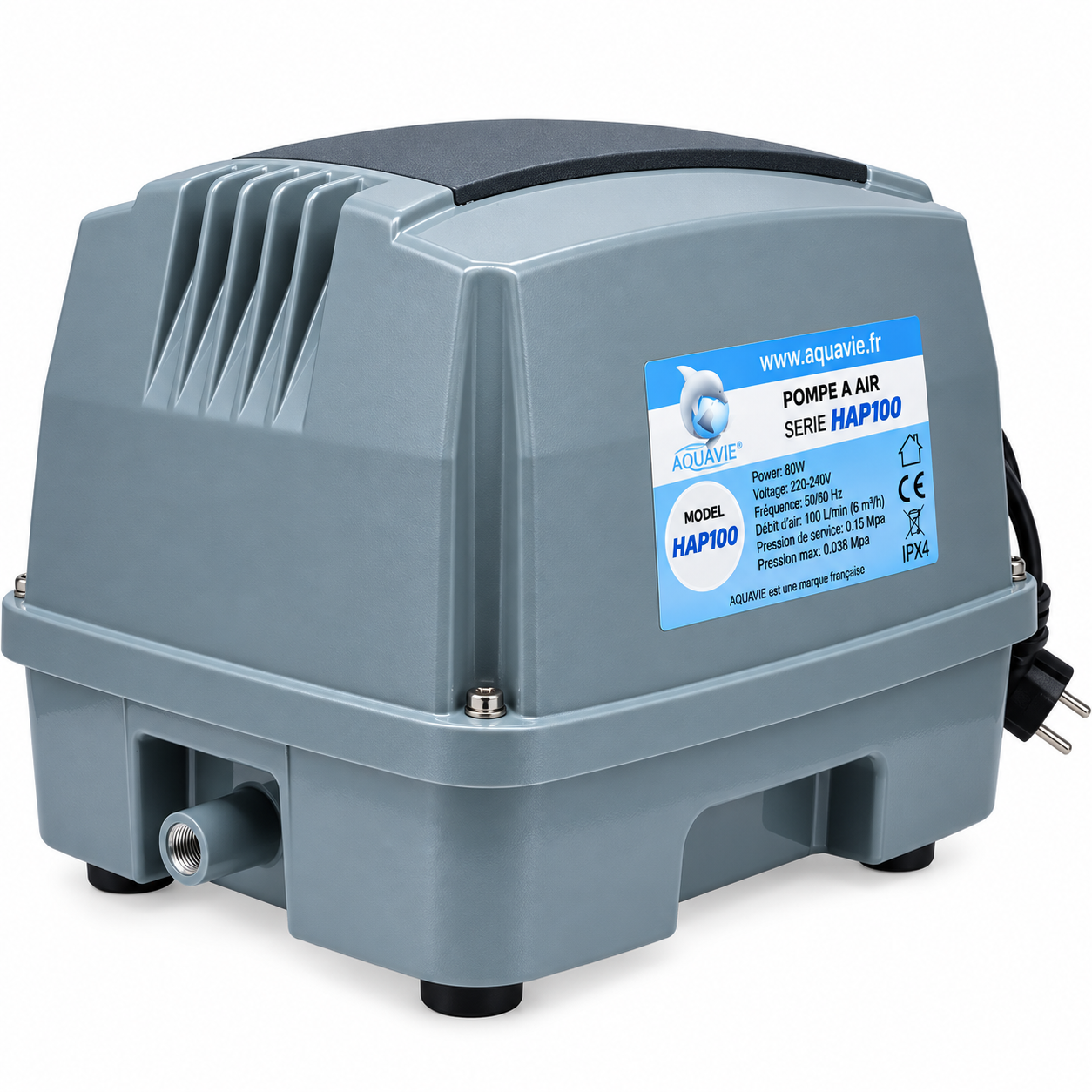 AQUAVIE Wind-HAP120 compresseur à air 7200 L/h avec répartiteur 26 sorties pour tuyau 4/6 mm
