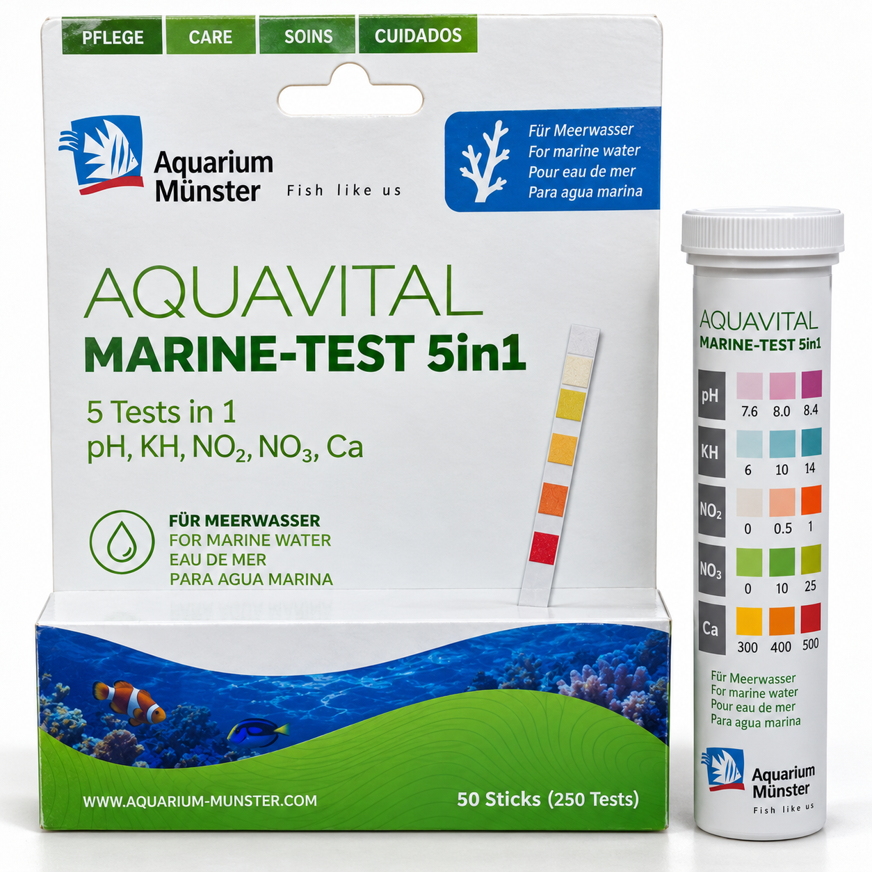 AQUARIUM MUNSTER AquaVital Marine Test 5in1 lot de 50 bandelettes d\'analyse pour aquarium d\'eau de mer