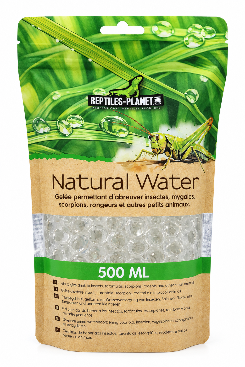 REPTILES PLANET Natural Water 500 ml eau naturelle sous forme de gelée pour insectes, araignées, scorpions et autres