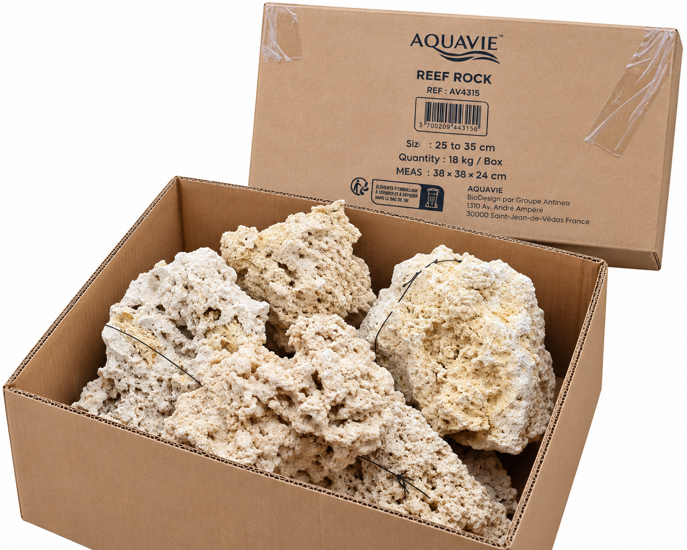 AQUAVIE Reef Rock Box 18 Kg roche corallienne inerte pour créer la base décorative de votre récif