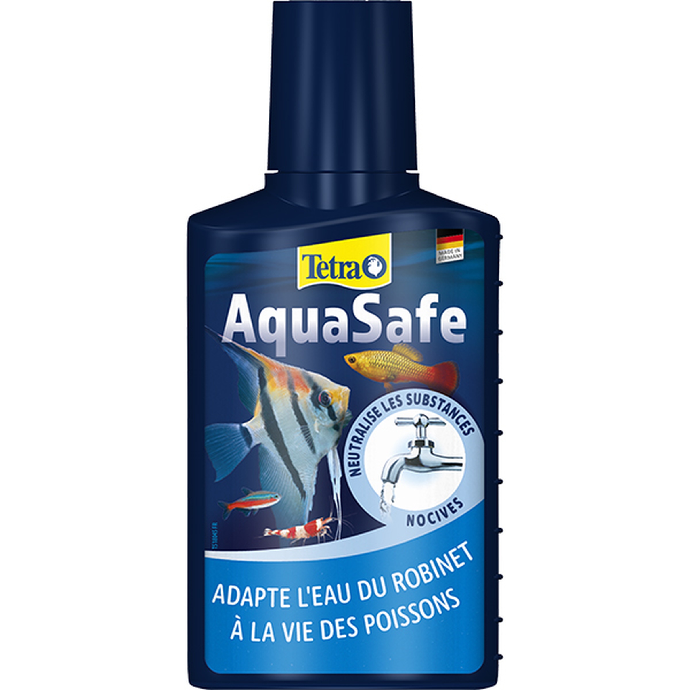 TETRA AquaSafe 100 ml conditionne l\'eau du robinet en une eau adaptée aux besoins des poissons. Traite jusqu\'à 200 L