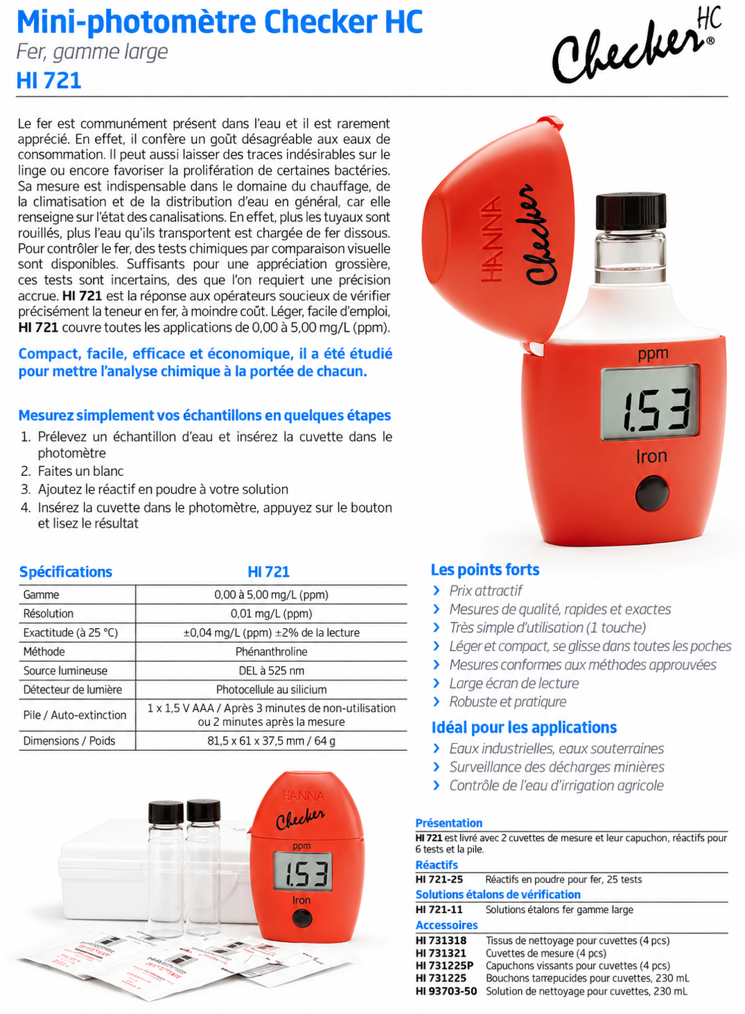 hanna-hi721-checker-fer-mini-photometre-eau-douce-et-eau-de-mer-pour-tester-le-fer-de-0-08-a-5-00-mg-l-1