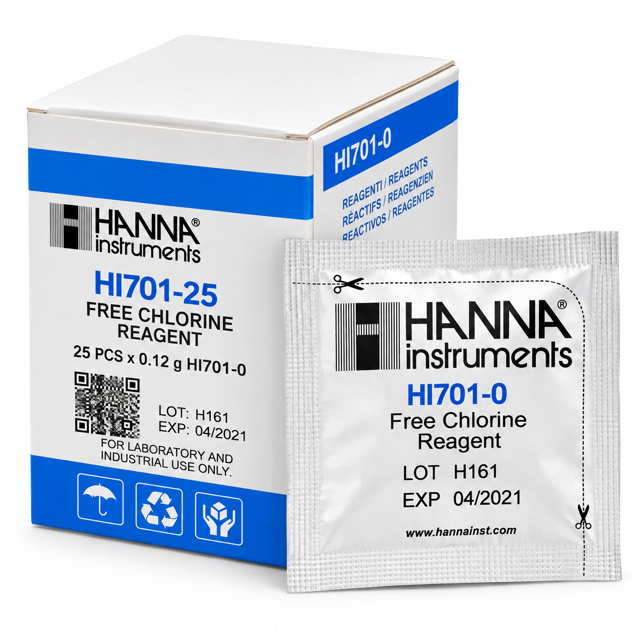 HANNA HI701-25 Réactifs pour chlore libre pour 25 tests