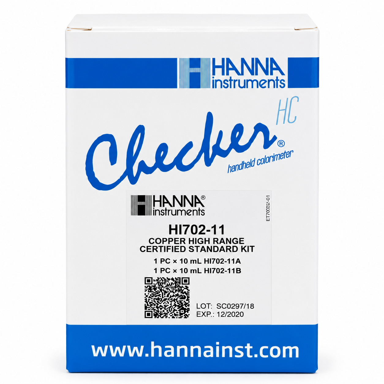 HANNA HI702-11 Solutions d\'étalonnage cuivre, gamme large à 0,00 et 2,00 mg/L (ppm)