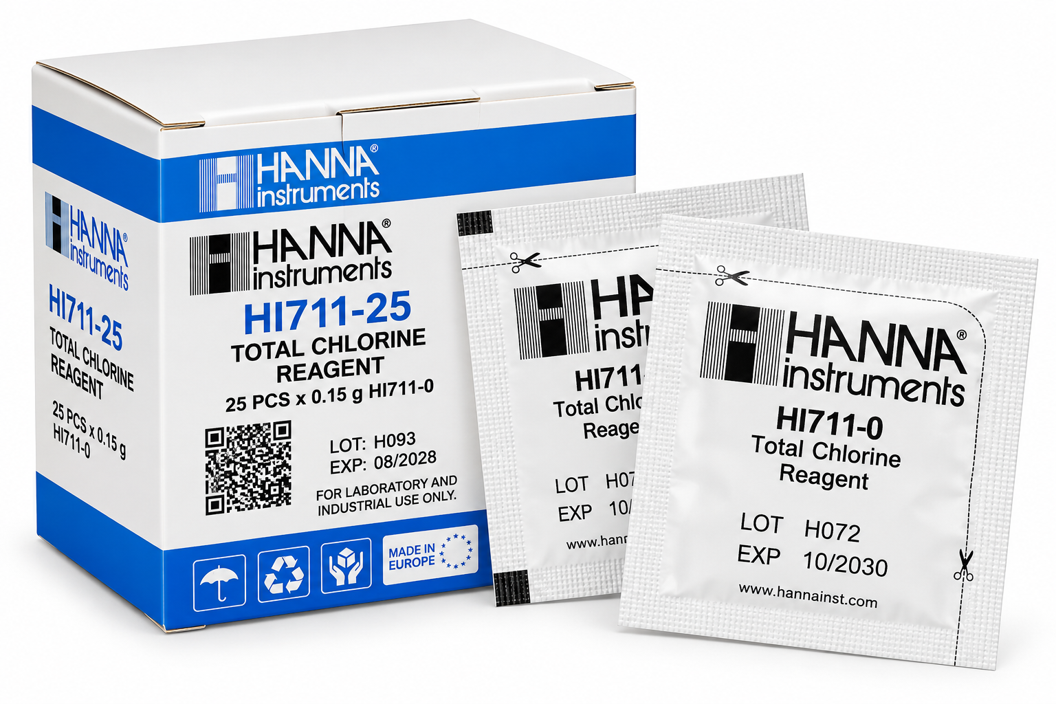 HANNA HI711-25 Réactifs pour chlore total pour 25 tests