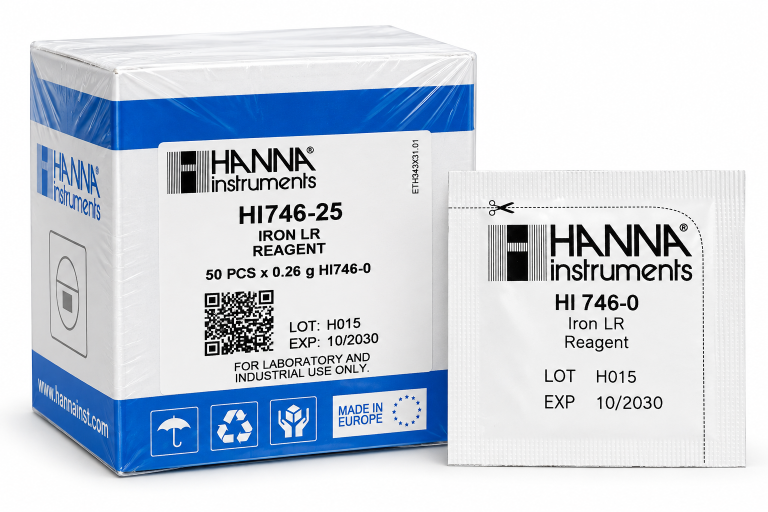 HANNA HI746-25 Réactifs pour fer, gamme étroite, pour 25 tests