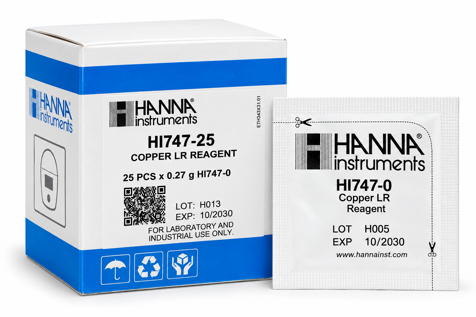 HANNA HI747-25 Réactifs pour cuivre gamme étroite pour 25 tests