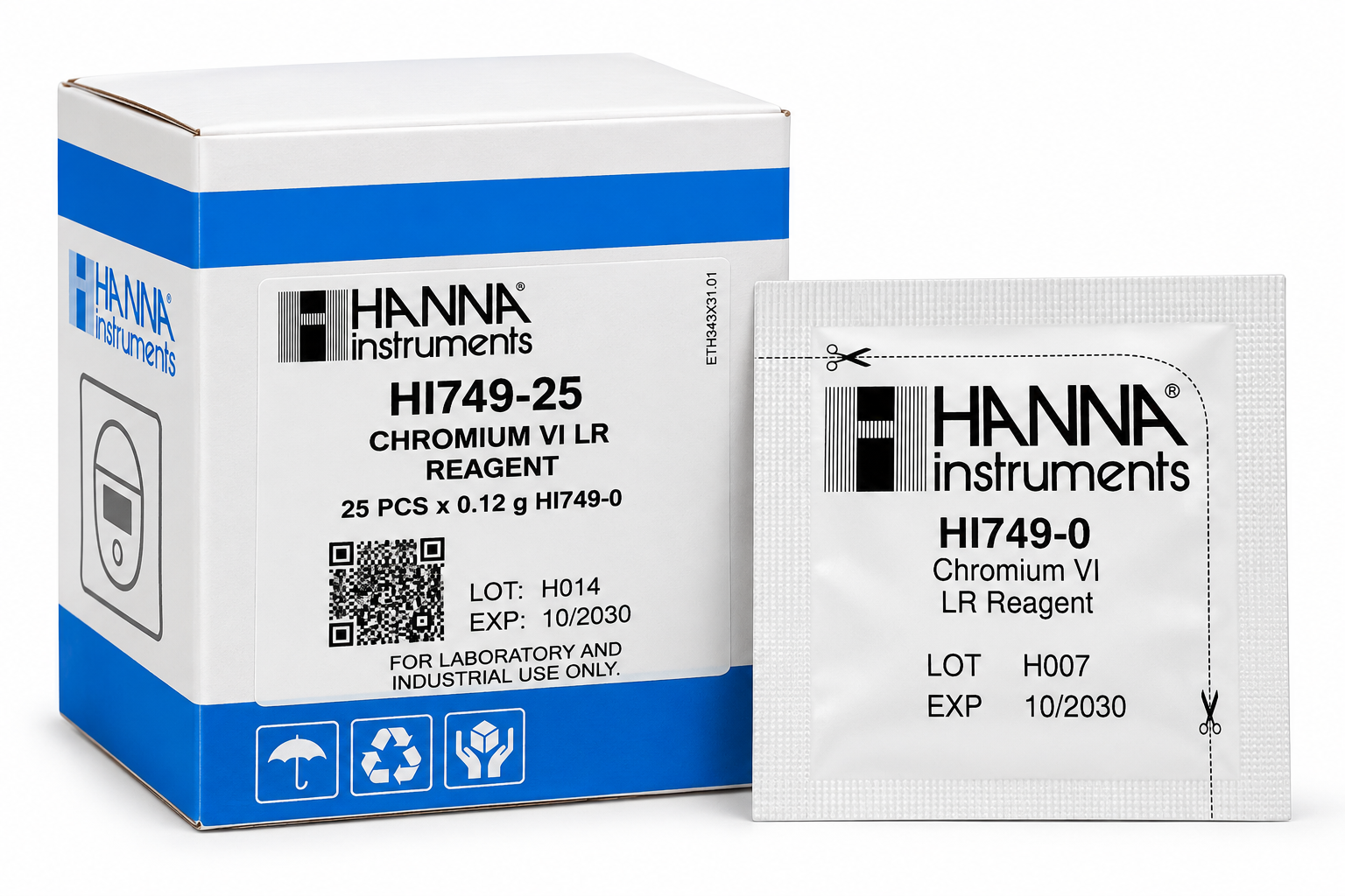 HANNA HI749-25 Réactifs pour chrome, gamme étroite, pour 25 tests