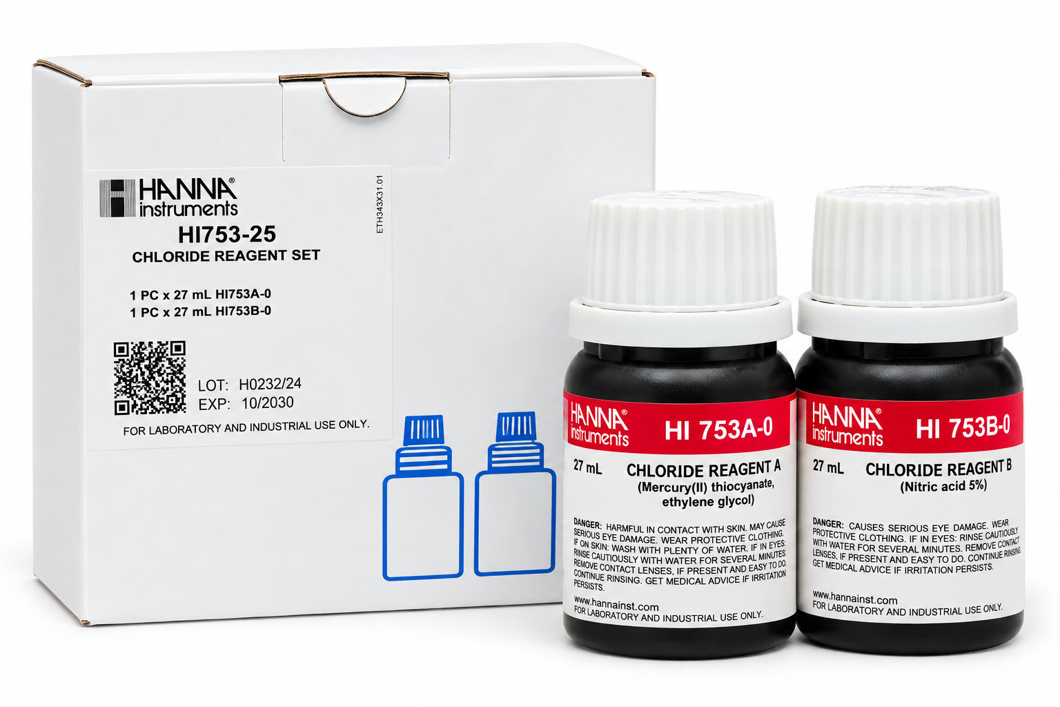 HANNA HI753-25 Réactifs pour chlorures pour 25 tests
