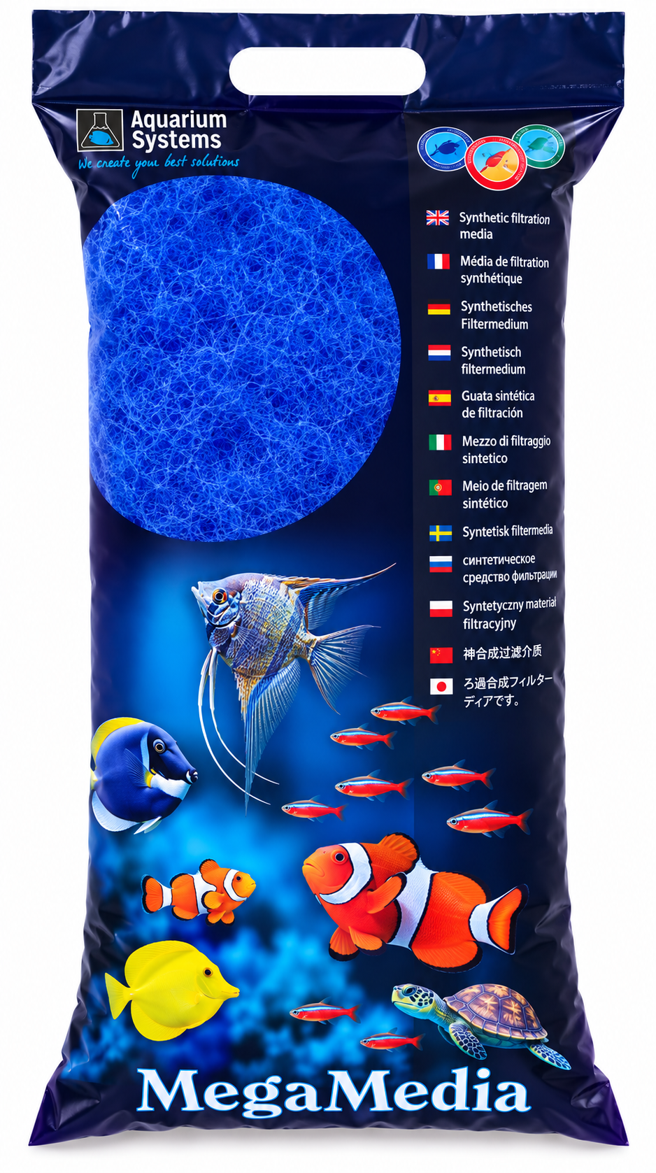 AQUARIUM SYSTEMS Méga Media Large 500 gr ouate de filtration bleue pour retenir les impuretés de petites et grandes taille