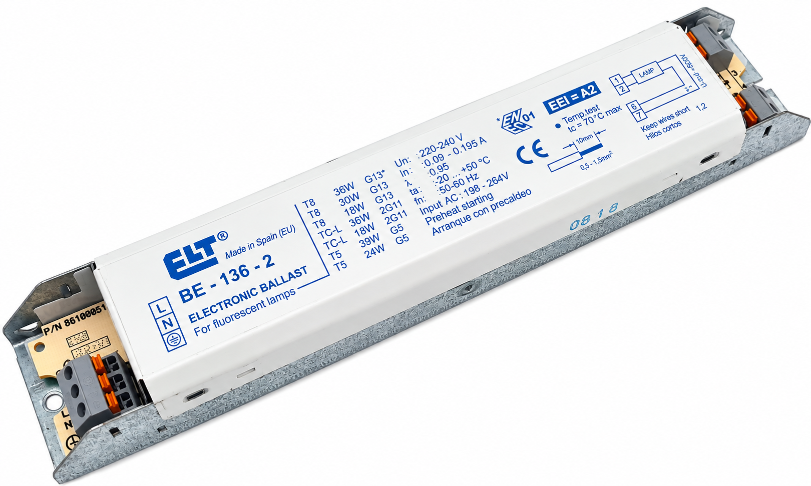 ELT Ballast électronique pour 1 tube T8 de 18W, 30W et 36W et T5 de 24W et 39W