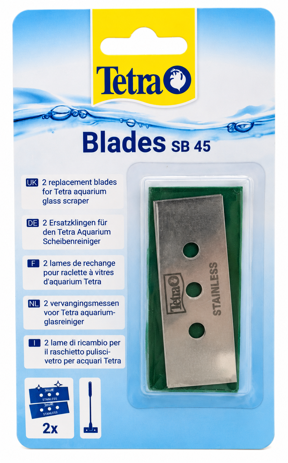 TETRA SB 45 lot de 2 lames inoxydables de rechange pour racloir TETRA GS 45