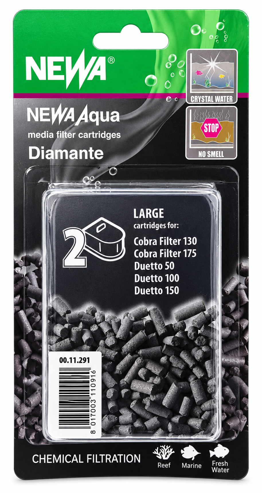NEWA Diamante lot de 2 cartouches au charbon actif pour filtres Duetto 50, 100, 150 et Cobra 130 et 175