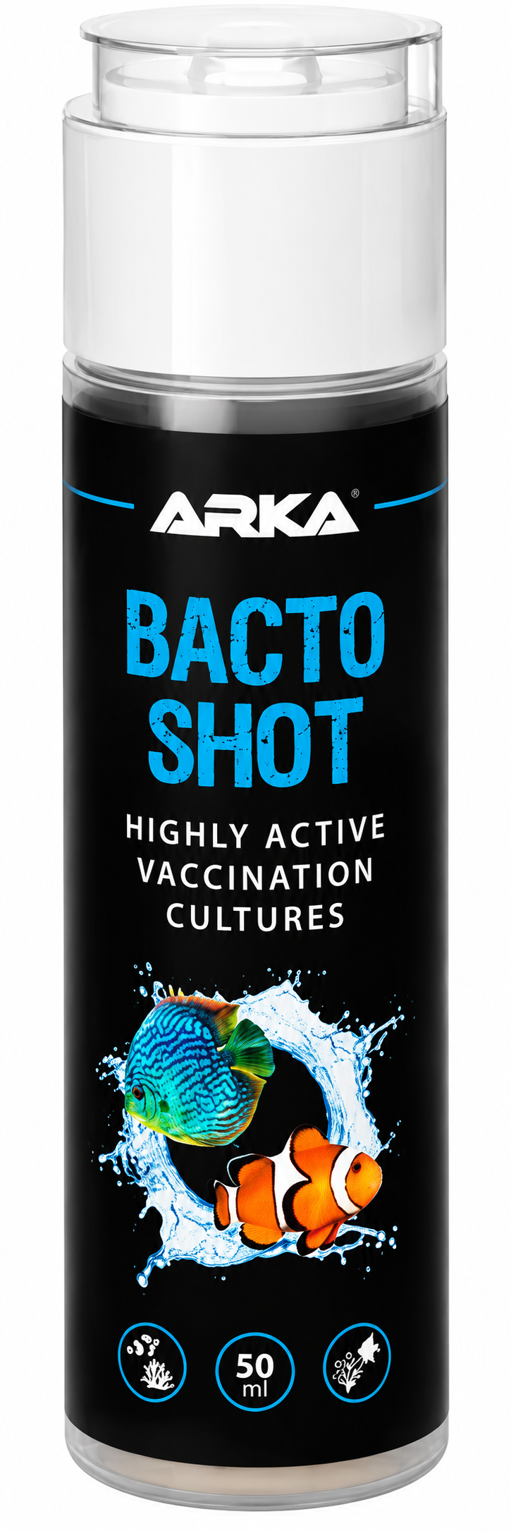 ARKA Bacto Shot 50 ml concentré de bactéries bénéfiques pour aquarium d\'eau douce et d\'eau de mer