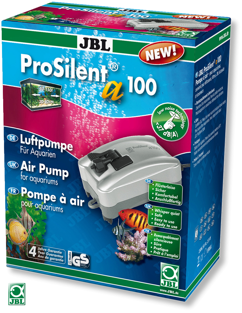 JBL ProSilent a100 pompe à air silencieuse de 100L/h avec accessoires pour aquarium de 40 à 150L