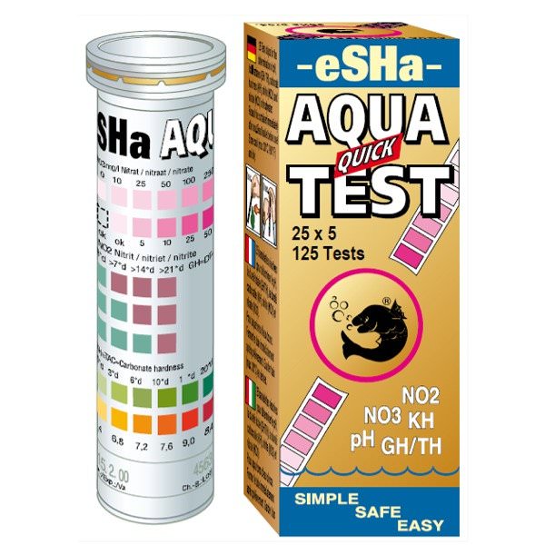 ESHA Aqua Quick Test set de 25 bandelettes de test pour la mesures des paramètre principaux en aquarium d\'eau douce
