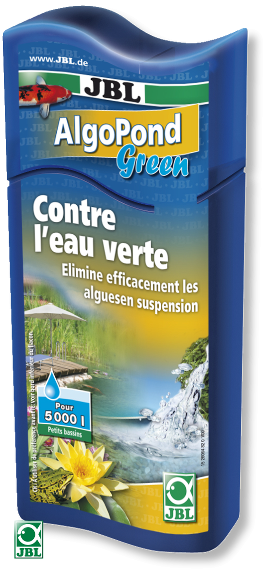 JBL AlgoPond Green 250 ml produit anti-algues contre l\'eau verte en bassin. Traite jusqu\'à 5000 L