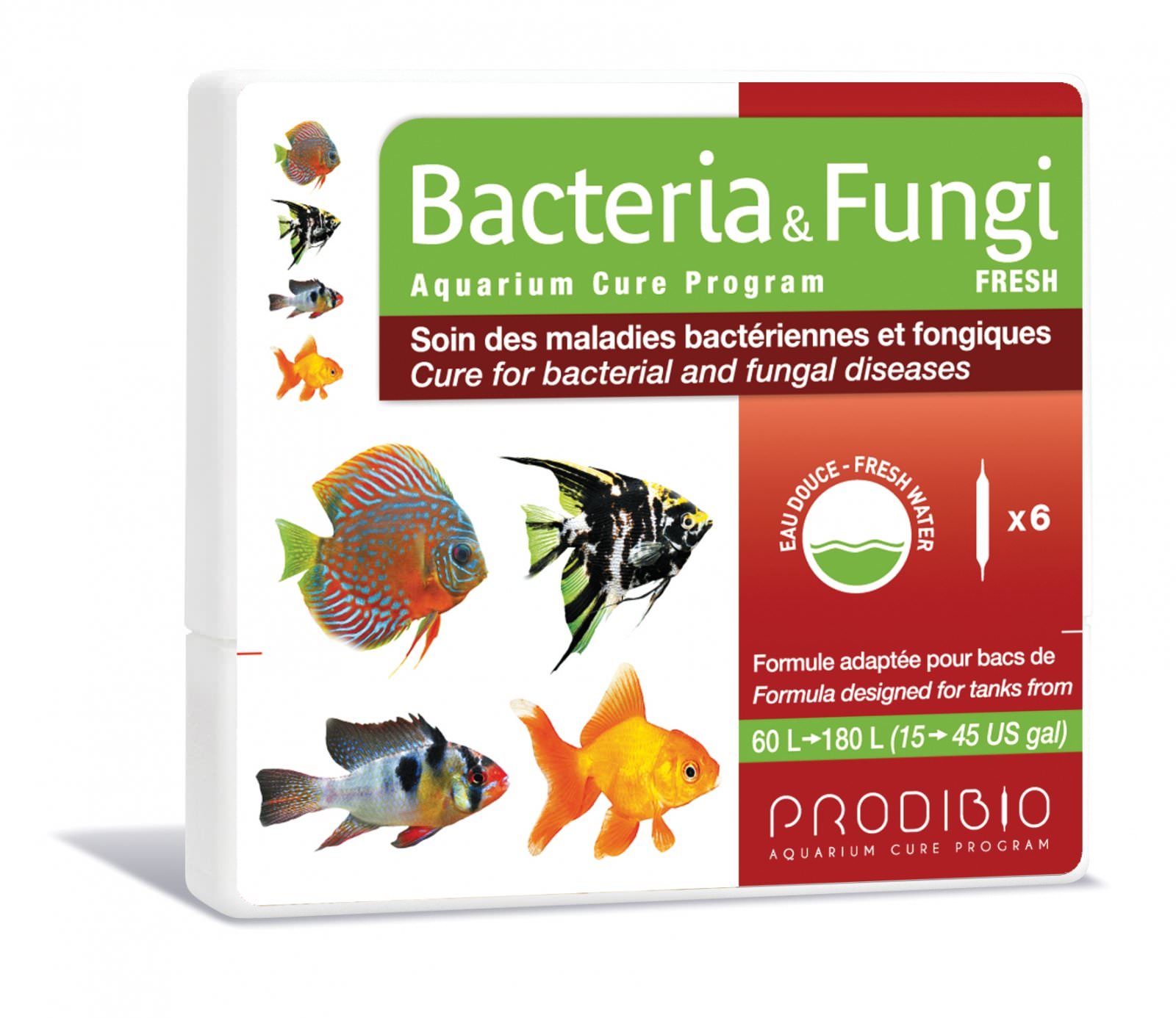 PRODIBIO Bacteria & Fungi Fresh 6 ampoules soins des maladies bactériennes et fongiques pouvant contaminer des poissons deau douce