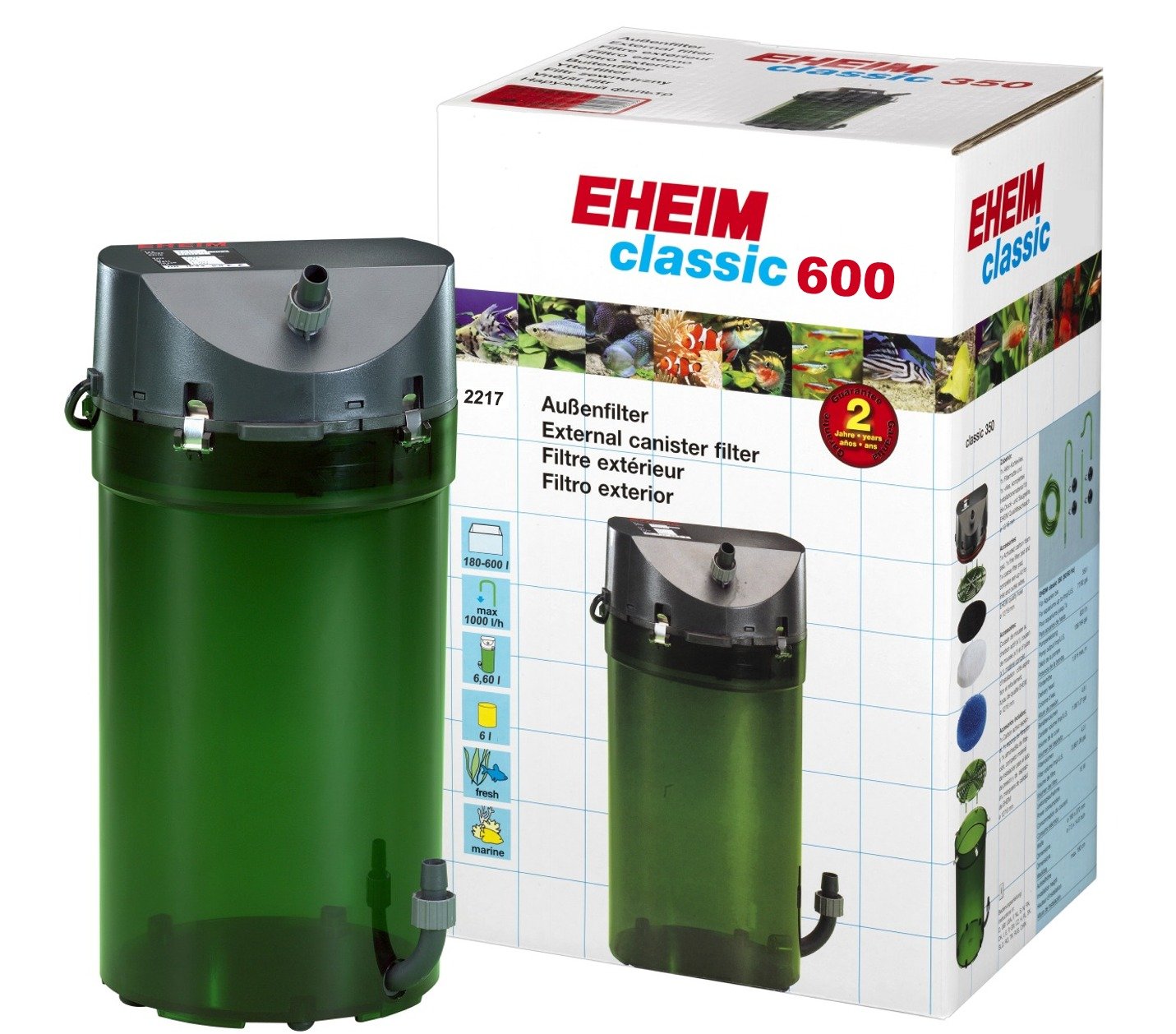 EHEIM Classic 2217 filtre externe pour aquarium entre 180 et 600L avec mousses filtrantes