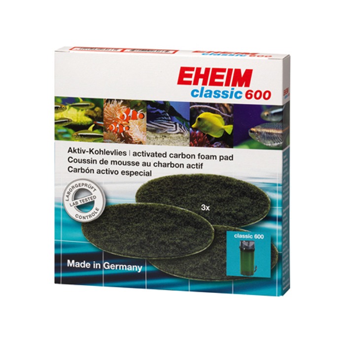 EHEIM 3 coussins de mousse filtrante au charbon actif pour filtre Classic 2217