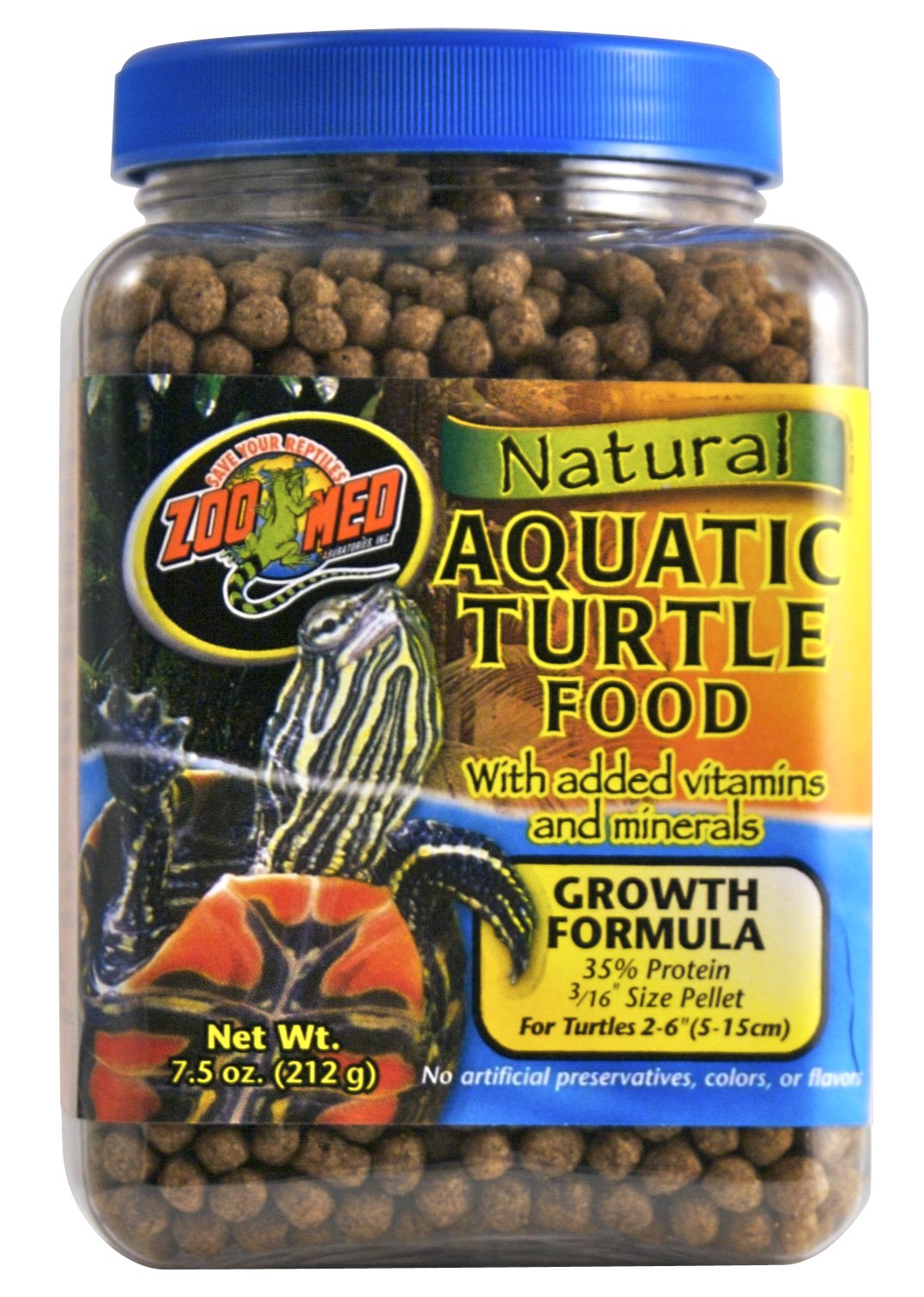 ZOOMED Natural Aquatic Turtle 215g nourriture animale complète pour jeunes tortues deau de 5 à 15cm