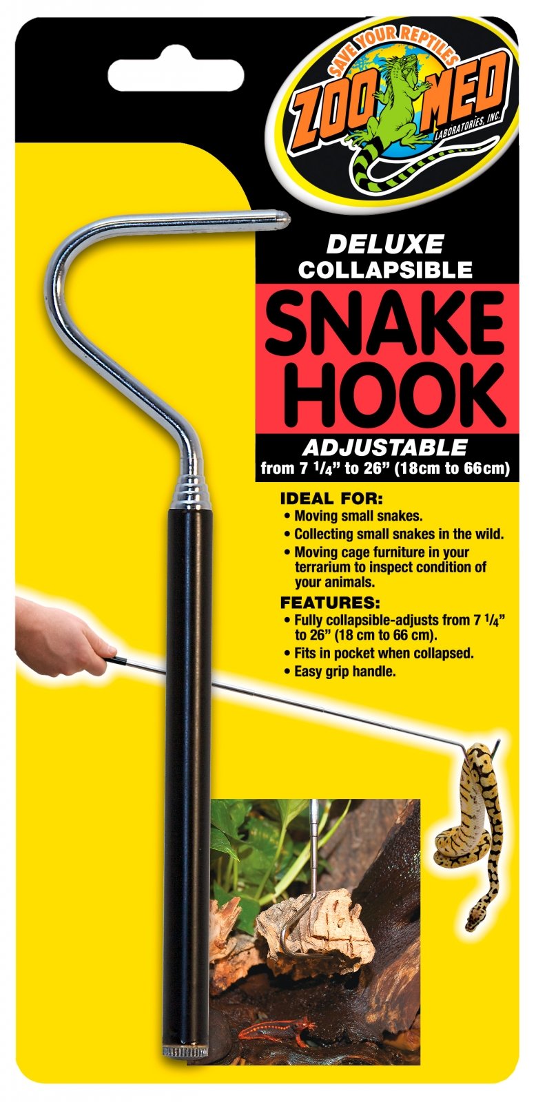 ZOOMED Snake Hook crochet télescopique 18 cm à 66 cm pour serpent de petite taille