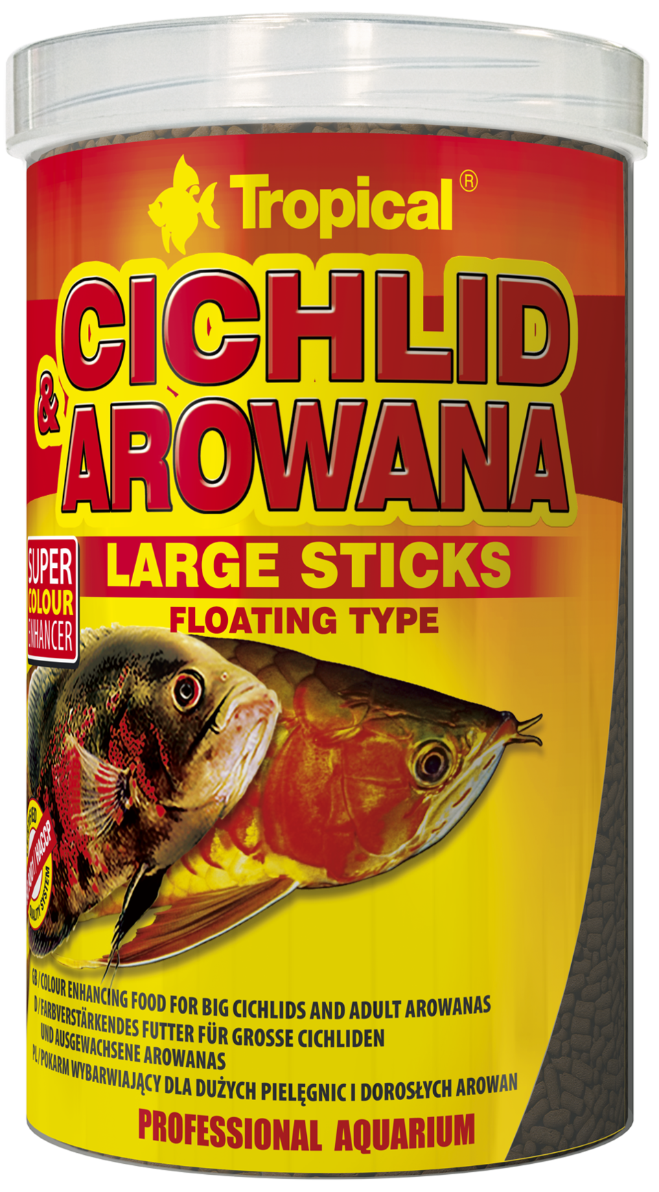 TROPICAL Cichlid & Arowana Large Sticks 250ml bâtonnets rehaussant la couleur, pour cichlidés de grande taille et arowanas adultes