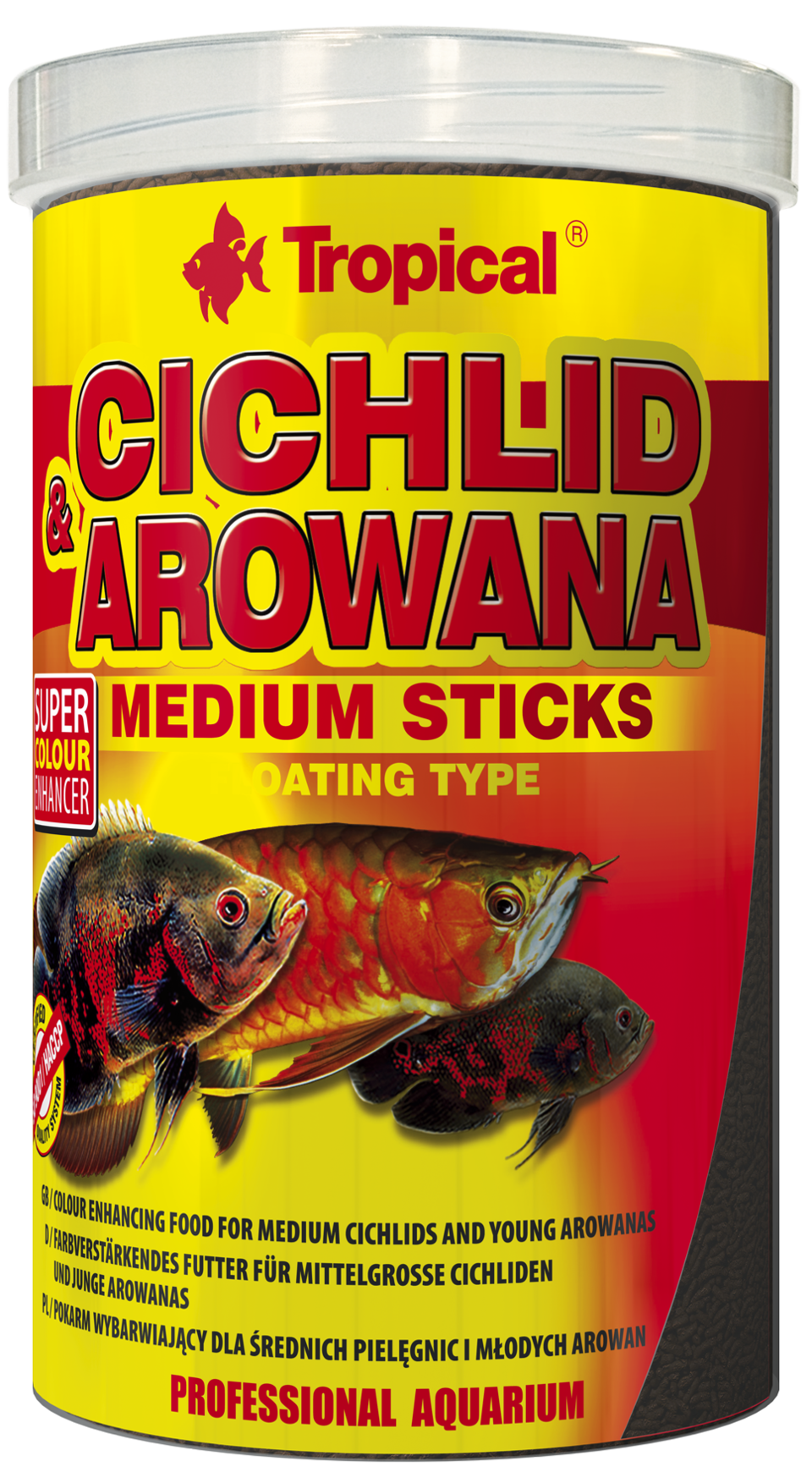 TROPICAL Cichlid & Arowana Medium Sticks 250ml bâtonnets rehaussant la couleur pour cichlidés de taille moyenne et jeunes arowanas