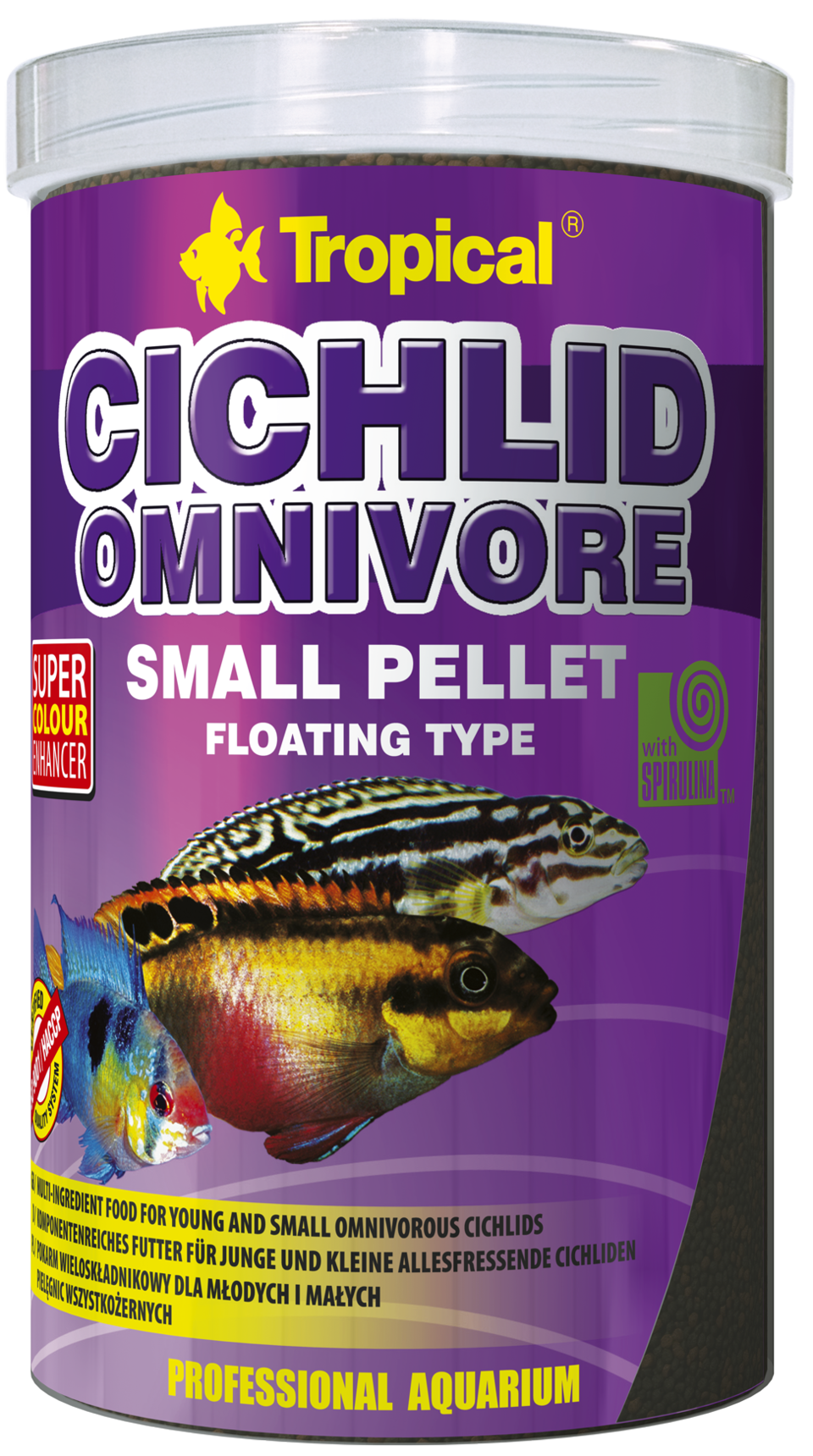 TROPICAL Cichlid Omnivore Small Pellet 5L nourriture à multi ingrédients pour cichlidés omnivores jeunes et de petite taille