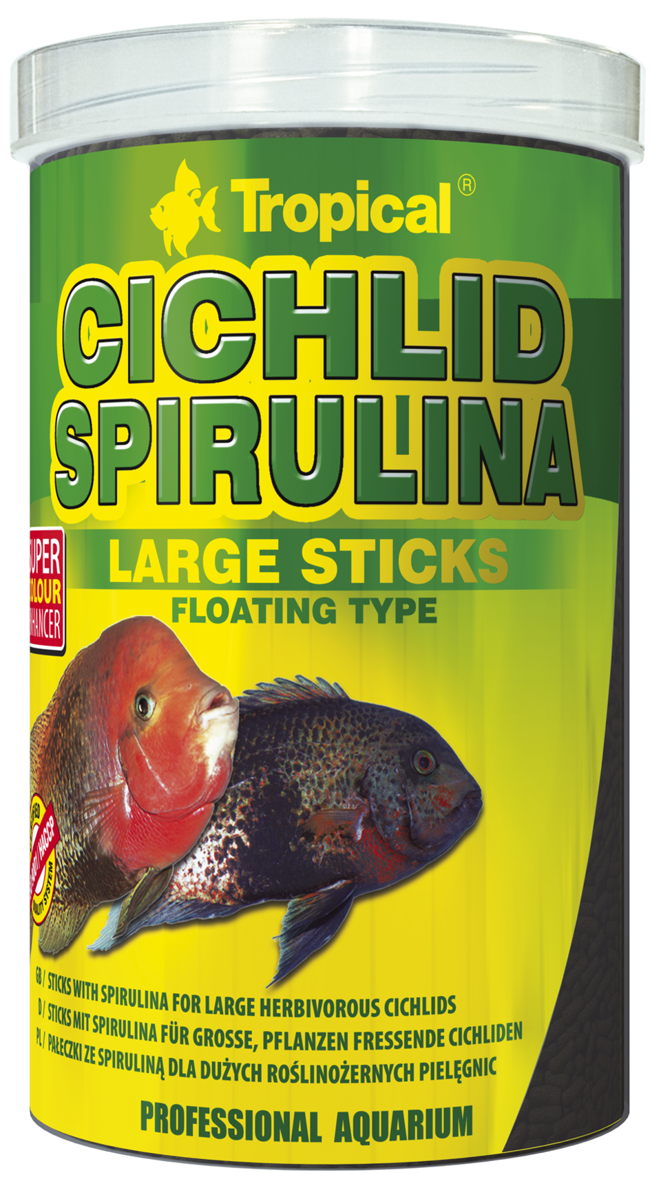 TROPICAL Cichlid Spirulina Large Sticks 10L bâtonnets végétaux pour cichlidés de grande taille, avec spirulina