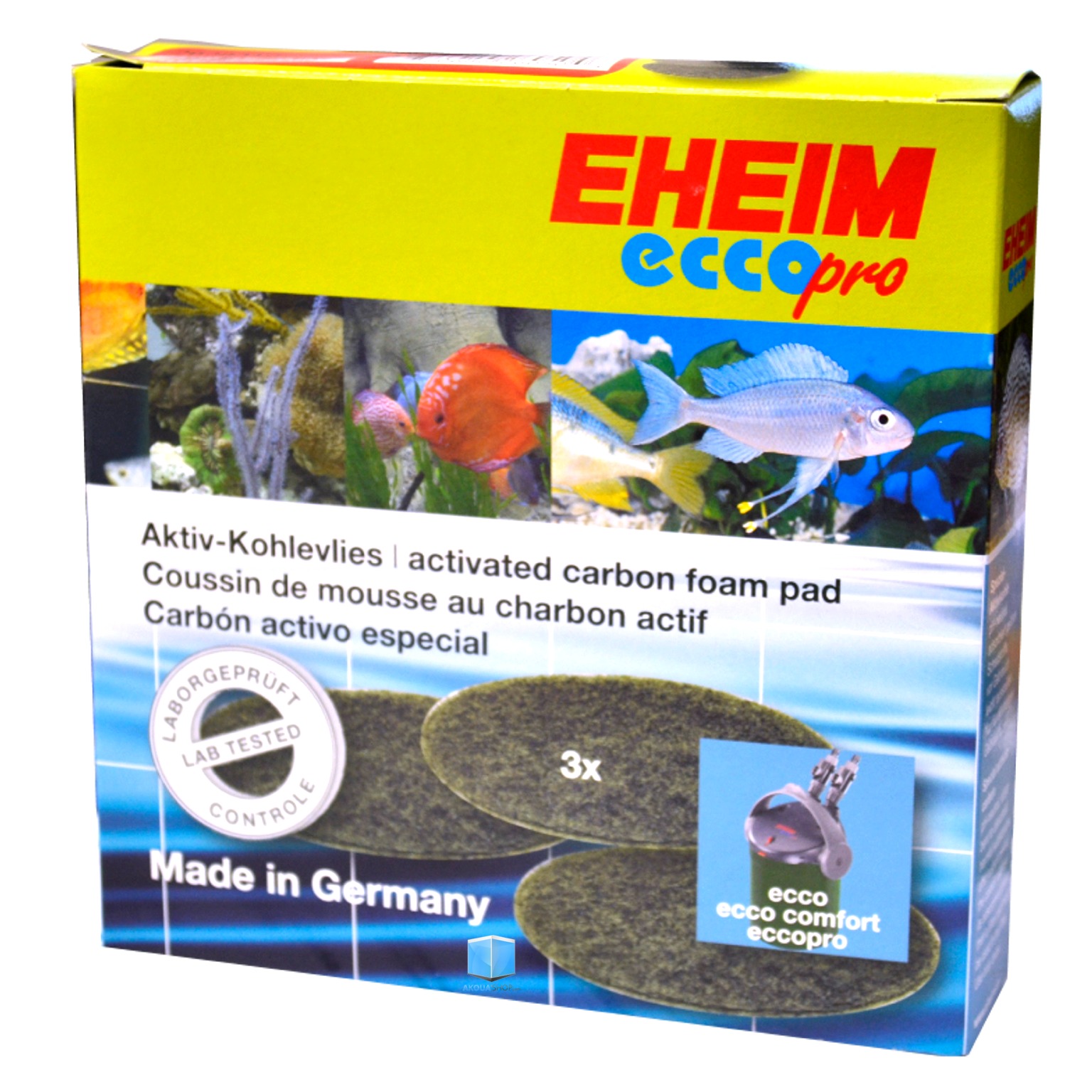 EHEIM 3 coussins de mousse au charbon actif pour filtre Ecco pro 2032, 2034, 2036