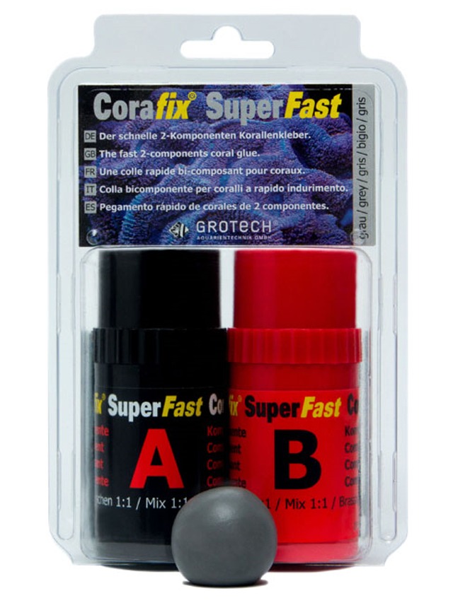 GROTECH CoraFix SuperFast 240 gr. colle epoxy couleur grise à sechage rapide pour le bouturage de corail