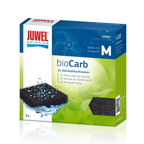 JUWEL bioCarb M 2 blocs de mousse au charbon actif pour filtre Juwel Bioflow 3.0 et Compact. Dimensions 9,5 x 9,5 x 2,4 cm