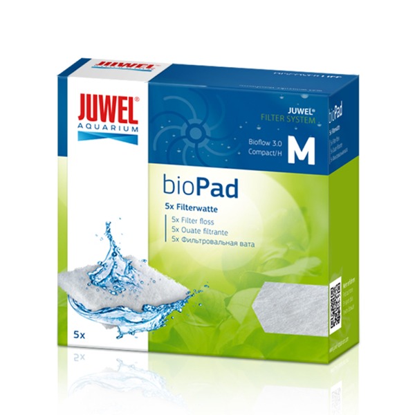 JUWEL bioPad M lot de 5 coussins de ouate pour filtre Juwel Bioflow 3.0 et  Compact. Dimensions 9,9 x 9,9 x 1 cm