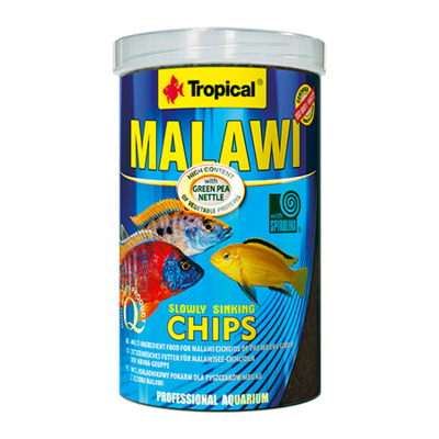 TROPICAL Malawi Chips 1L nourriture sous forme de petites chips pour cichlidés Malawi et autres cichlidés herbivores