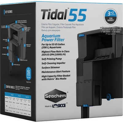 SEACHEM Tidal 55 filtre suspendu 1000 L/h pour aquarium jusqu'à 200 L