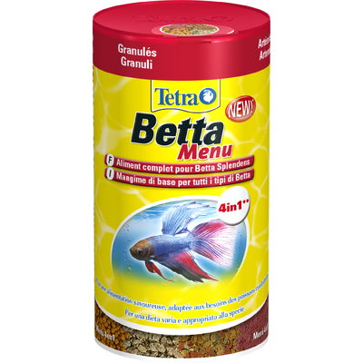 TETRA Betta Menu 100 ml 4 nourritures différentes complètes pour combattants et autres Labyrinthidés
