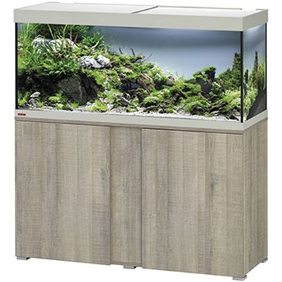 EHEIM Vivaline LED 240 L ensemble aquarium 120 cm avec meuble Chêne Gris, éclairage LEDs, chauffage et filtre externe Ecco Pro 300