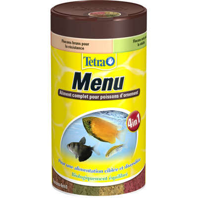TETRA Menu 250 ml 4 nourritures en flocons dans une seule boite pour tous poissons