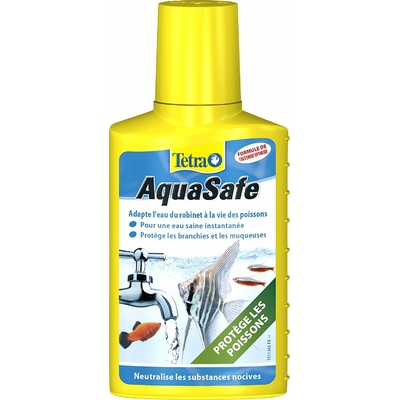 TETRA AquaSafe 100 ml conditionne l'eau du robinet en une eau adaptée aux besoins des poissons. Traite jusqu'à 200 L