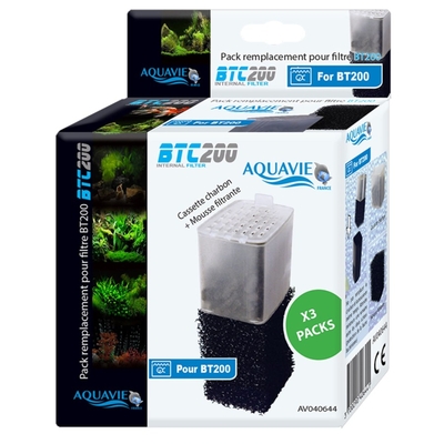 AQUAVIE BTC 200 Lot 3 kits mousse et cartouche charbon actif pour filtre BT 200