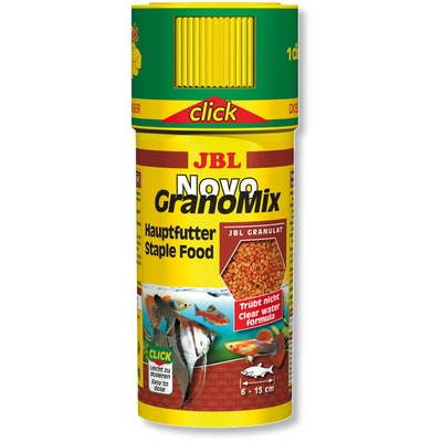 JBL NovoGranoMix Click 250 ml granulés pour petits poissons d'aquarium d'ornement avec doseur