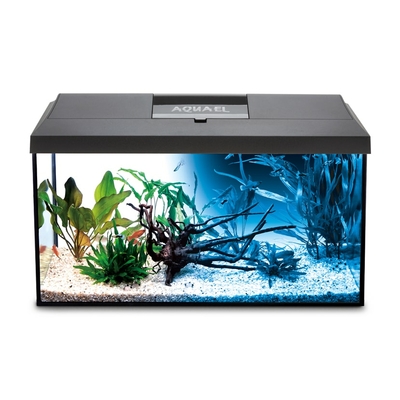 AQUAEL Leddy 60 Noir Day & Night aquarium équipé 60 x 30 x 30 cm, 54L avec éclairage LEDs 7W