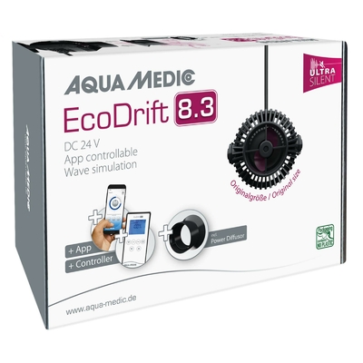 AQUA MEDIC ECODrift 8.3 Ultra Silent pompe de brassage 1600 à 8000 L/h pilotable par Smartphone pour aquarium jusqu' à 800L
