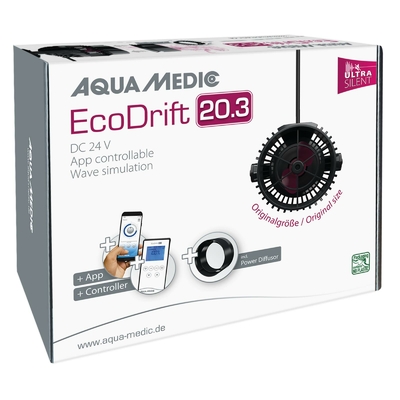 AQUA MEDIC ECODrift 20.3 Ultra Silent pompe de brassage 4000 à 20000 L/h pilotable par Smartphone pour aquarium jusqu' à 2000L