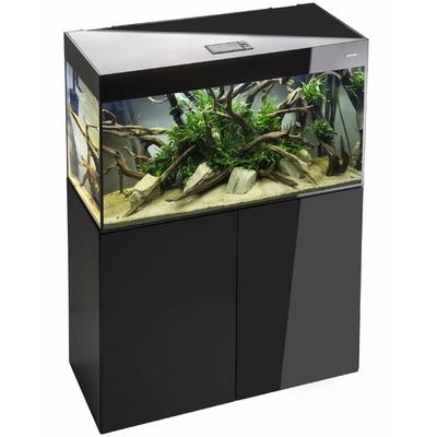 AQUAEL Glossy ST 100 LED Day&Night 2.0 Noir laqué aquarium équipé 100 cm 215 L avec ou sans meuble